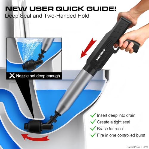 ‌Electric Toilet Plunger for Bathroom, High-Pressure Air Plunger, Heavy-Duty Clog Remover for Toilets, Toilet Drain Unclogger (Ink Black) - color: Ink Black