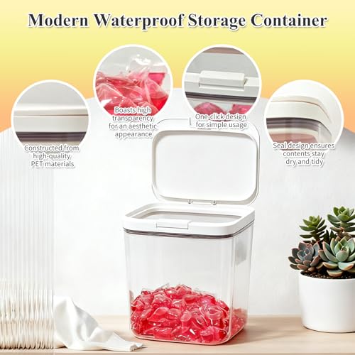 Gute Laundry Pod Holder with Lid,186oz Sealed Pop-Up Dispenser for Pods - color: 5.5L
