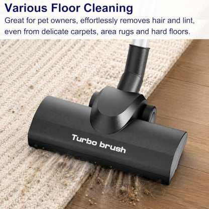 Portek Turbo Brush Head for 1-1/4" and 1-3/8" Vacuum Cleaners, Air-Driven Floor Nozzle Attachment with Adapter and Cleaning Tool for Pet Hair Removal on Carpets and Hard Floors