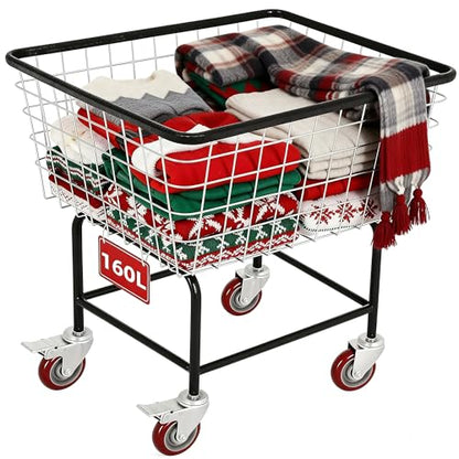 4.5-Bushel Rolling Laundry Cart with Wheels, Steel Clothing Storage - size: 4.5-Bushel