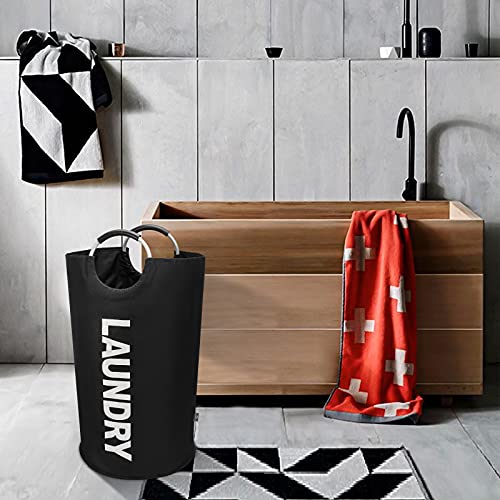 DOKEHOM 125L X-Large Laundry Basket Bag, Collapsible Tall Hamper, Black - color: Black, size: 125L