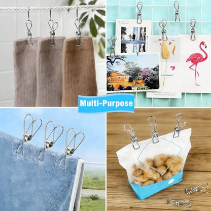 50 Pack Wire Clothes Pins, Stainless Steel Clothespins Metal Clothes Pegs Laundry Pins Heavy Duty for Outdoor Home Kitchen Travel Office - color: Silver-a