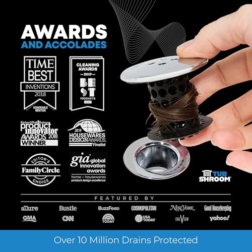 TubShroom Tub Drain Hair Catcher, Black Chrome – Protector and Catcher for Bathroom Drains, Fits 1.5” 1.75” Bathtub Shower Drains - color: Black Chrome