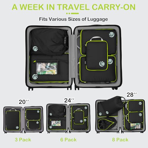Cipway Compression Packing Cubes for Travel (6 Piece,Black) - color: Black, size: 6PCS
