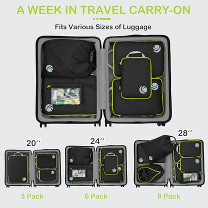 Cipway Compression Packing Cubes for Travel (6 Piece,Black) - color: Black, size: 6PCS