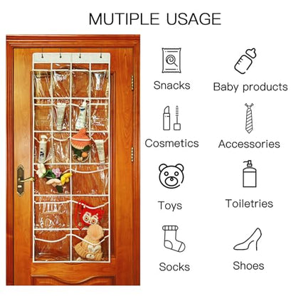 Over The Door Organizer 18 Large Mesh Shoe Storage Pockets（PVC） (transparent) - color: transparent