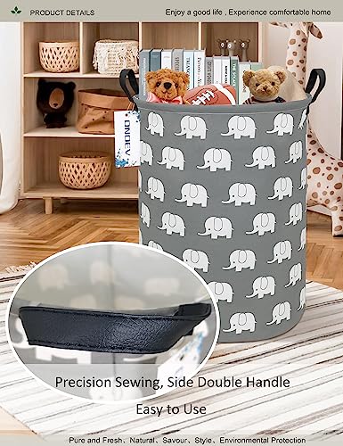 Round Elephant Laundry Hamper Waterproof Fabric Home Storage - color: Elephant