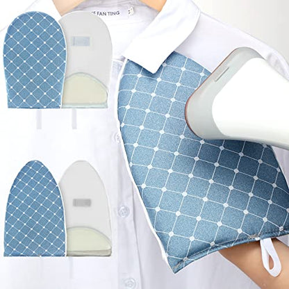 2 Pieces Gloves for Steamer Garment Steamer Ironing Gloves Waterproof Anti Steam Mitt with Finger Loop Heat Resistant Ironing Board for Clothes Steamers Protective Ironing Board Holder (Blue, Plaid)
