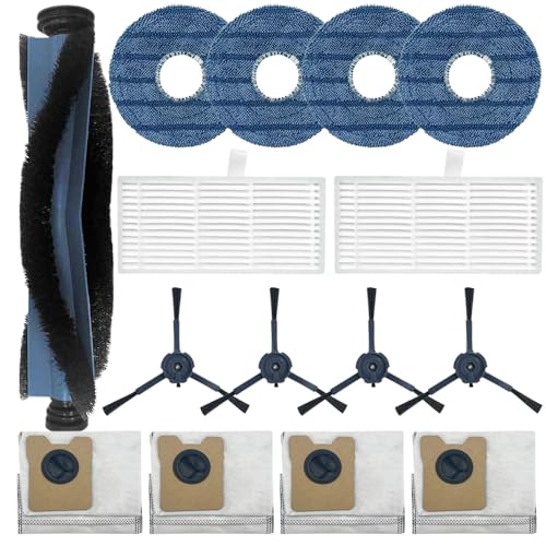 15pack Omni C20 Accessories, Replacement Parts Compatible with Eufy Omni C20 Robot Vacuum Cleaner, 1 Set Main Brush, 2 HEPA Filter, 4 Side Brushes, 4 Mop Pad, 4 Dust Bags - size: 15pc