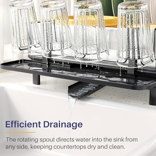 SNTD 304 Stainless Steel Dish Drying Rack for Small Kitchen Counter, Black - color: Black