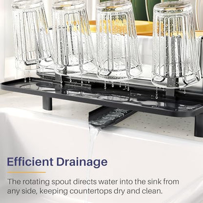 SNTD 304 Stainless Steel Dish Drying Rack for Small Kitchen Counter, Black - color: Black