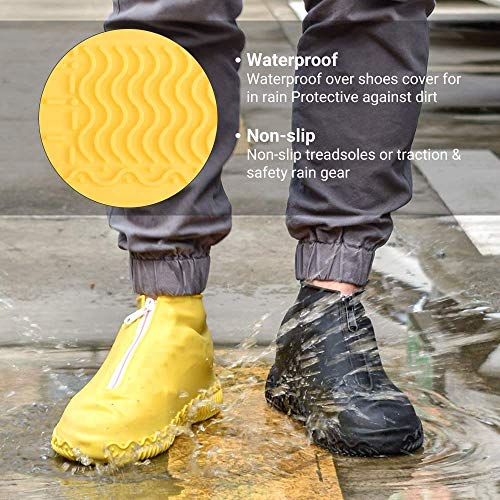 Shiwely Waterproof Shoe Covers, Silicone Reusable Shoe Cover Non-slip Durable Zipper Elastic Rain Cover Protection for Men Women (L (Women 7.5-10.5, Men 6.5-9), Yellow) - color: Yellow, size: L (Women 7.5-10.5, Men 6.5-9)