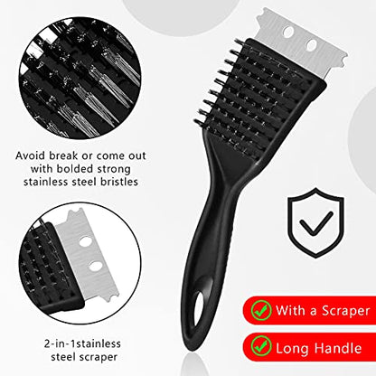 Chengu 2 Pcs 8 Inch BBQ Grill Brush for Outdoor Grill and Scraper - size: 8 Inch