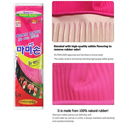 Mamison Kitchen Rubber Gloves New Band, 1 Pair, Large, Made in Korea - size: Large