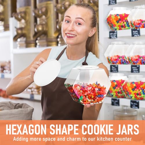 Uiifan Plastic Candy Jar with Lid Clear Hexagonal Fish Bowls,129Oz - size: 129 oz