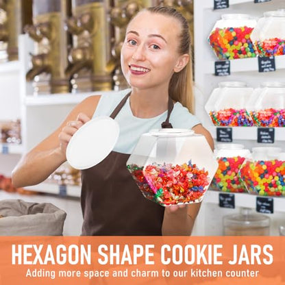 Uiifan Plastic Candy Jar with Lid Clear Hexagonal Fish Bowls,129Oz - size: 129 oz