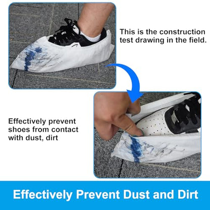 Shoe Covers Disposable 200Pack(100Pairs) Thicker White Shoe Booties Cover Non Slip for Home Floors Carpet Indoor,fits up to US Women 14.5 and Men 13.5 - size: Large-Plus