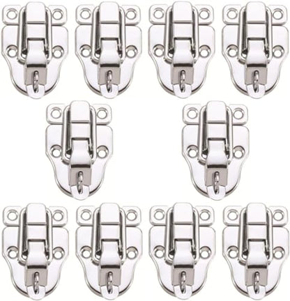 Metal Duckbilled Box Hasp Lock Toggle Latch Catch for Wooden Case Boxes Toolbox Silver 10Pcs