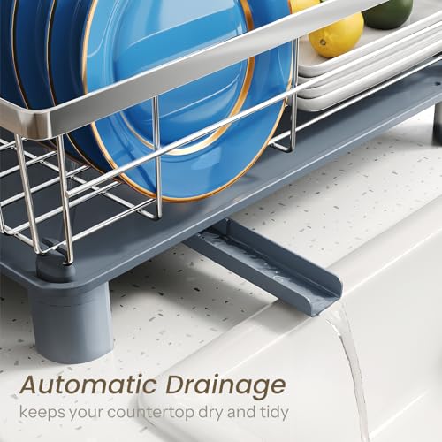 SNTD Dish Drying Rack for Small Kitchen Counter, 11" W x 15" L, Silver - color: Silver, size: 11" W x 15" L