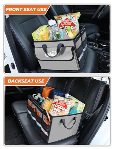 Oasser Car Trunk Organizer with Foldable Soft Lid, 55L 3 Compartments Grey - color: Grey, size: Standard