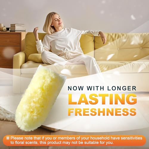 JOYMOOP Scented Telescopic Duster kit, 3FT Extendable Handle (Yellow) + 4 Yellow Refills for Swiffer Feather Duster,Easy Cleaning for Ceilings, Ceiling Fans, Blinds, Vents & Shelves - color: Yellow[extendablehandle]*1+yellow[refills]*4