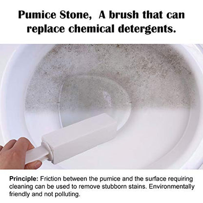 3 Pack Pumice Stone for Toilet Bowl Cleaning with Handle, Scouring Stick Remove Toilet Bowl Hard Water Rings, Calcium Buildup and Rust for Cleaning Toilet, Bathroom, Kitchen Sink, Grill (White)