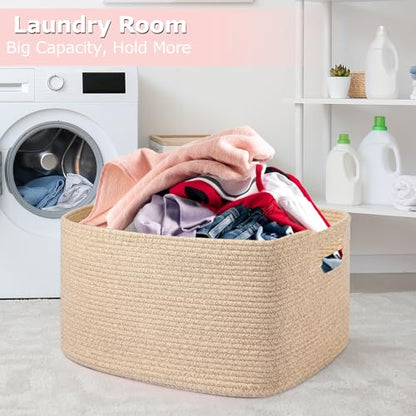 extra Large Laundry Basket/Hamper, 25"x16"x16" Rectangle - color: Brown, size: 108L