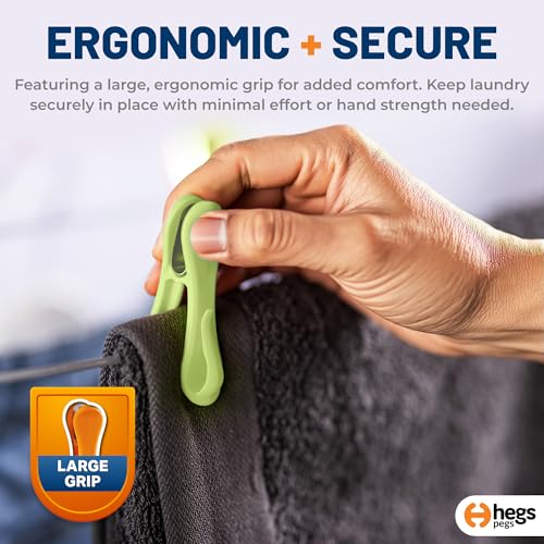 Hegs 30 Pack Pastel Green - The Smartest Heavy Duty Clothespins with Hooks - Hang 3 Garments at Once with Our Tough, Dual Hooks Clothes Pins with Anti-Rust Spring - Durable, Colorful Clothespins - color: 30 Pack (Green)