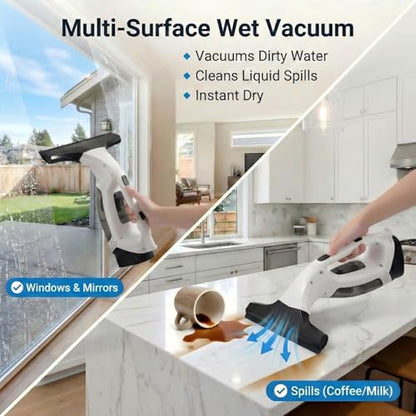 Window Vacuum Squeegee Cordless, 2000Pa & 2200mAh Electric Window Cleaner