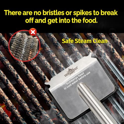 XUDAKAIXIN Grill Brush Bristle Free,Unique Wave pad for Cast Iron/Stainless-Steel Grates, (Only Replaceable Cleaning Head No Grill Brush) - color: Black-replaceable Head