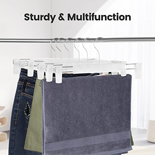10 Pack Pants Hangers with Adjustable Non-Slip Clips Anti-Rust Hanging Hook for Trouser,Skirts,Jeans,Clothes Hangers Transparent - color: Transparent, size: 10 Pack