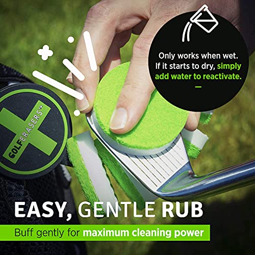 Instant Golf Eraser, Premium Dual-Sided Sponge - Golf Club Cleaner, Golf Ball Cleaner, Golf Club Groove Cleaner 6-Pack with Tether, 12-Pack Refill, Premium Embroidered Golf Towel with Clip - color: Golf Bundle