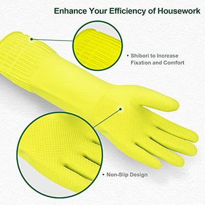 Mamison Rubber Dishwashing Gloves, Non-Slip Kitchen, Green Large, 2 Pairs - color: Green, size: Large (Pack of 2)