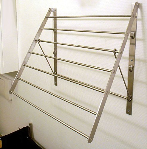 Wall Mounted Clothes Drying Rack - Stainless Steel Collapsible Laundry Rack - Space Saving Folding Accordion Dryer for Indoor & Outdoor Use (32Wx21Dx19H) - size: 32Wx21Dx19H