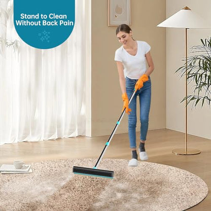 Carpet Rake 60" Long Handle, Pet Hair Remover, Carpet Broom, 3Pcs - color: Blue, size: PRO Combo 3