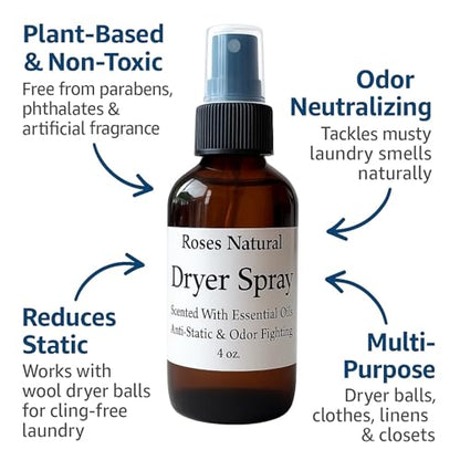 Natural Dryer Ball Spray, 4 oz, Patchouli, Lavender,Essential Oil Laundry Refresher, Fabric Freshener for Clothes, Linens & Wool, Anti-Static & Odor Neutralizer, Made in the USA (Sandalwood) - color: Sandalwood