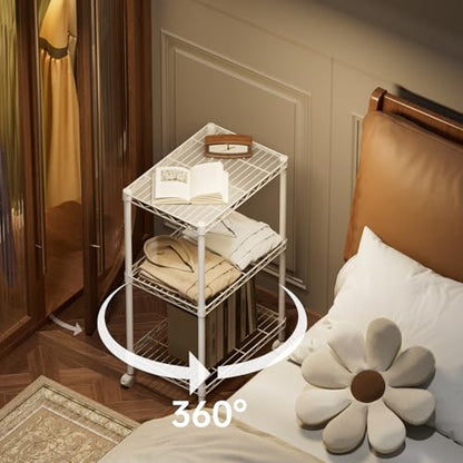 SINGAYE Small Shelves Kitchen Storage Shelf Wire Shelving Metal Adjustable - color: White, size: 3 Tier 11.6"Dx17.6"Wx30"H