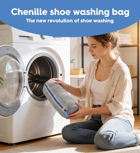 VASSON Shoe Washing Machine Bag, 2 Pack XL Laundry Bags for Sneakers - color: 2Pack Cool Grey / Klein Blue