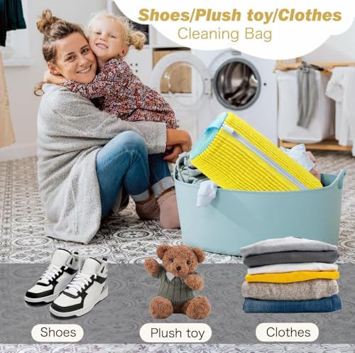Shoe Washing Machine Bag,Laundry Shoe Bag for Washer and Dryer,Reusable Shoe Cleaning Bag for Sneakers,Tennis Shoes,With Self-locking Zipper, Microfiber Inside,Include Shoe Bag (Lite Yellow - 1 Pack) - color: Lite Yellow - 1 Pack