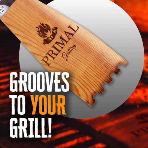 Cedar Grill Scraper Gift Set – 12" & 18" | Gift for Men & Dad | Bristle-Free BBQ Grill Cleaner Dual Pack | Safe for Gas, Charcoal & Flat-Top Grills | Wire Brush Alternative