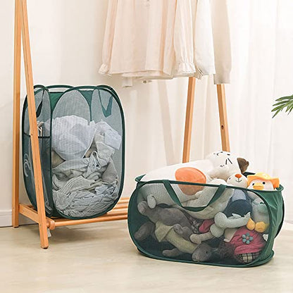 4 Pcs Mesh Popup Laundry Hamper, Opening Laundry Basket,Popup Laundry Basket with Durable Handles,Foldable Pop-up Mesh Hamper Dirty Clothes Basket for Clothes & Laundry-Home Organization - color: Gray2