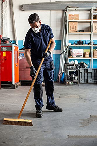 Push Broom Indoor and Outdoor Floor Sweep Use, 18 Inch, Heavy Duty Hardwood Block, Palmyra Bristles Scrub Brush, Cleaning Broom for Patio Garage, Deck, Or Home Use - size: 18"
