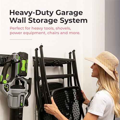 TIDYME Garage Tool Organizer Wall Mount 64", 2 Shelves & 4 Double Hooks - size: 64" (2 Shelves)