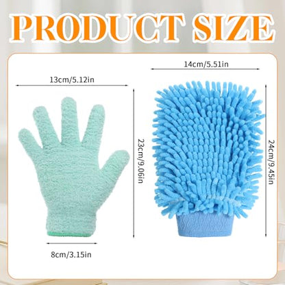 Skrfren 3 Pcs Microfiber Dusting Mitt Gloves for Plants Microfiber Gloves Washable Dusting Glove Dustings Cleaning Glove for House Cleaning Furniture Car Washing