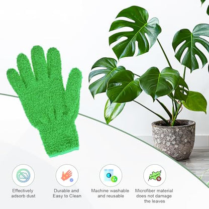 M METERXITY Dusting Gloves, Reusable Washable Mittens for Plants/House/Cars/Blinds Dusting, Leaf Cleaning Glove Mittens - color: Dark Green, size: 7 x 9.5 cm