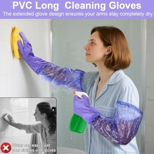 XANGNIER Long Gloves for Cleaning Bathroom,Elbow Length,2 Pair - color: 2 Pair