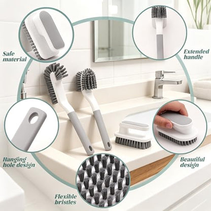 3‑Pack Scrub Brushes, Medium Stiff Bristle Cleaning Brush Set