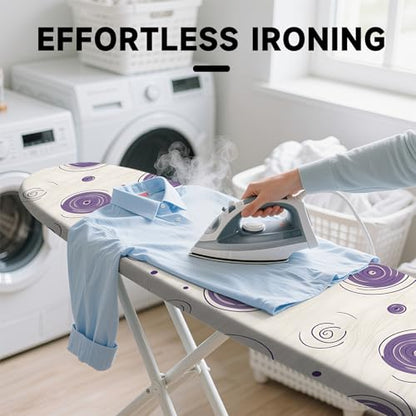 Ironing Board Cover 15"x54"，Standard Ironing Board Replacement Cover，Easy Fit - color: Light Purple and Beige, size: 15"x54"