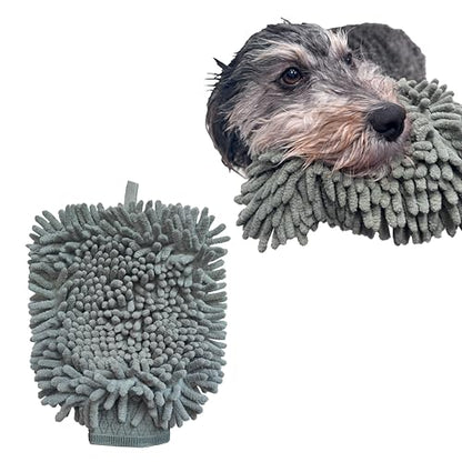 SPOT Clean Paws Chenille Microfiber Dog Towel Mitt - Super Absorbent, Quick-Drying, Washable, Double-Sided Glove for Wet Paws & Body, Durable, Odor-Free, Gently Massages & Dries, 9.5in x 7in