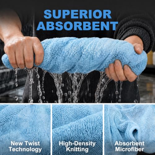 JOYMOOP Car Drying Towels,High-Density Microfiber Towel for Car, Blue - color: New Car Towels - Blue, size: 35.4" x 23.6" - 3pcs